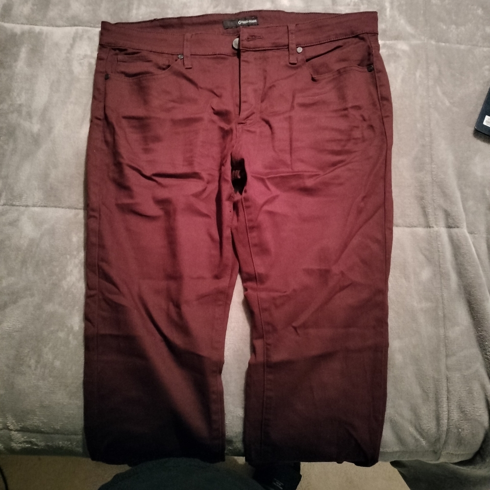 Fried denim maroon pants